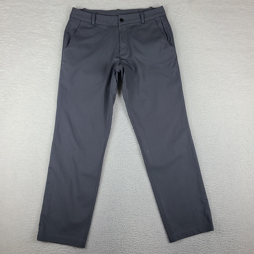 Lululemon ABC Classic Pants Mens 34x30 Gray Striped Performance Preppy Tech *